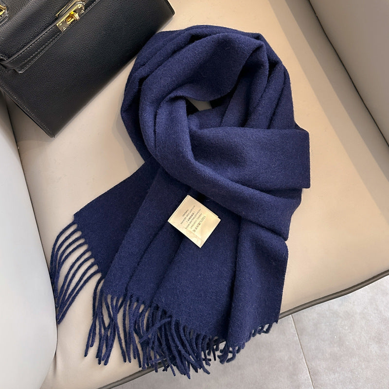 Pure Wool Students Warm-keeping All-matching Tassel Narrow Scarf Couple Wholesale