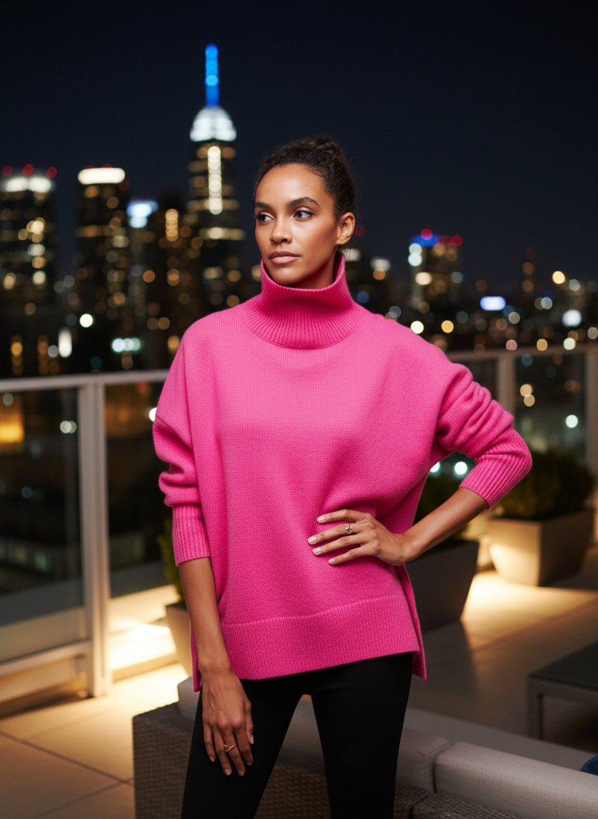 Winter Turtleneck Sweater Ins Solid Color Long Sleeve Pullover Top Women's Clothing