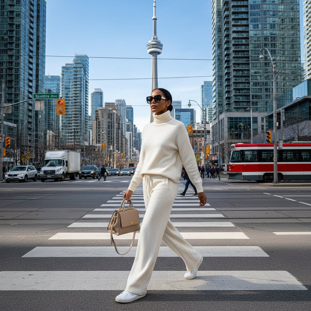 Casual Fashion Suits For Women Turtleneck Sweater And Drawstring Straight Pants